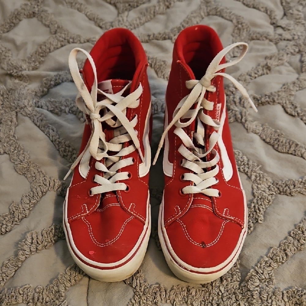 Vans Red and White Athletic Shoes